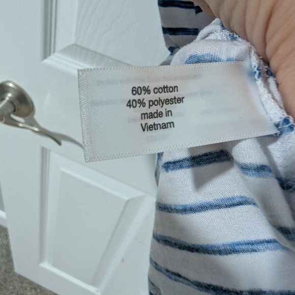 Lane Bryant White and Blue Striped V-Neck Classic Perfect Sleeve Tee Size 18/20 - Picture 7 of 7